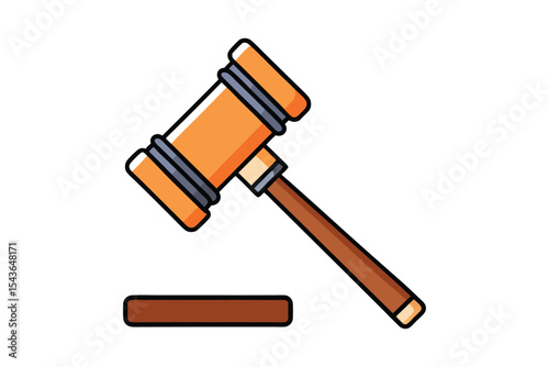 Auction hammer flat style icon isolated on white background