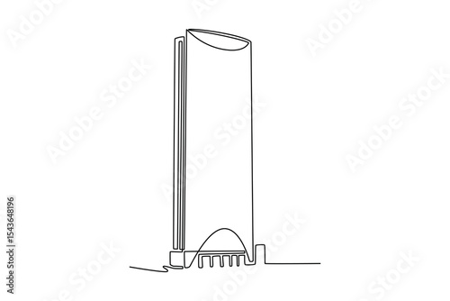 Sky building concept. Single line draw design. Vector graphic illustration