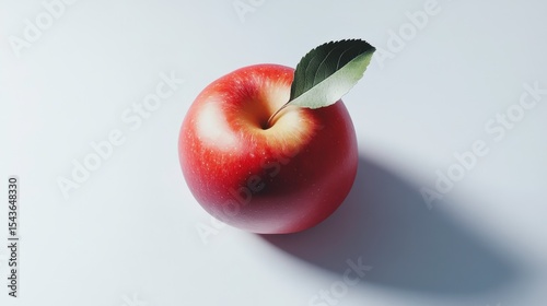 Red Apple with Leaf  Minimalist Fruit Still Life Photography