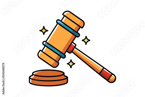 Auction hammer flat style icon isolated on white background