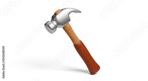 3D Render Claw Hammer: Construction & Carpentry Tool Realistic Hammer Isolated on White