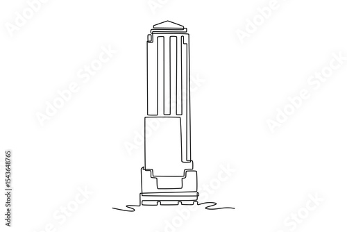  Sky building concept. Single line draw design. Vector graphic illustration
