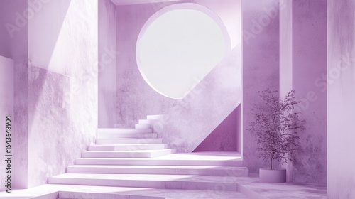 Lavender Minimalist Staircase Interior Design