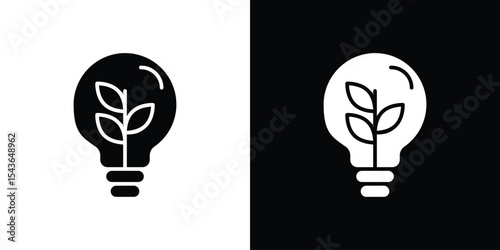 Lightbulb with leaf icon collection. line stroke icon. EPS 10