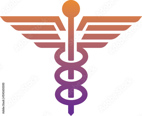 Modern Caduceus Vector Icon  Caduceus Medical Symbol with Wings logo design