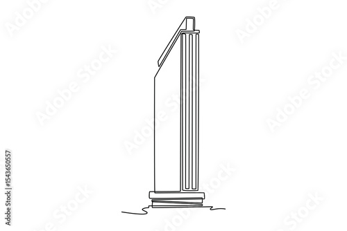Sky building concept. Single line draw design. Vector graphic illustration