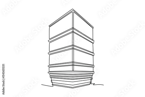 Sky building concept. Single line draw design. Vector graphic illustration