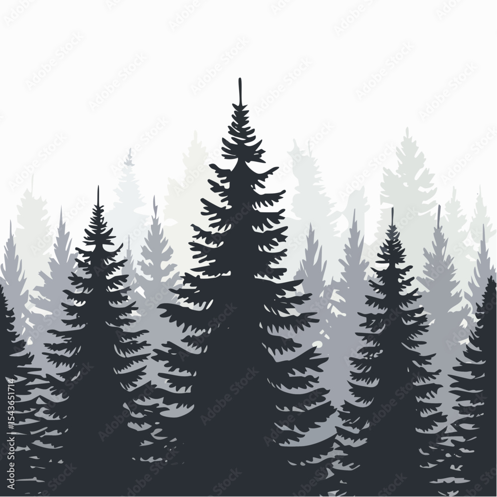 Obraz premium silhouettes of fir trees are set against a background of coniferous spruce pattern