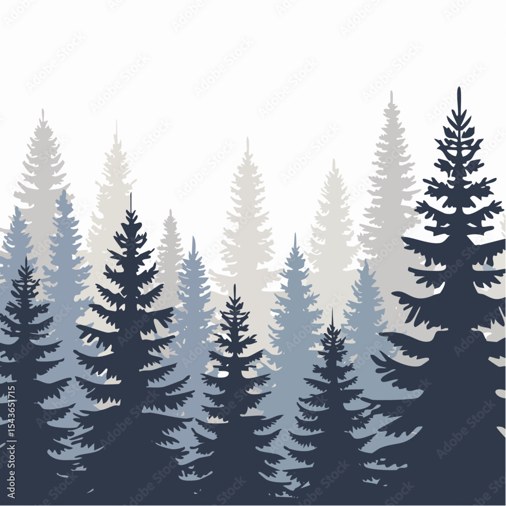 Fototapeta premium silhouettes of fir trees are set against a background of coniferous spruce pattern