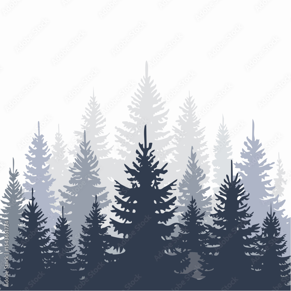 Obraz premium silhouettes of fir trees are set against a background of coniferous spruce pattern