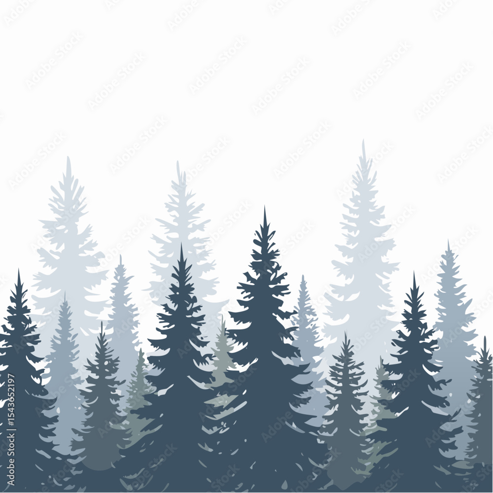 Obraz premium silhouettes of fir trees are set against a background of coniferous spruce pattern