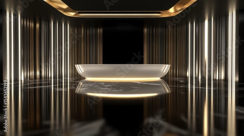 Modern Black Gold Interior Design  Luxury Showroom  Elegant Minimalist Background