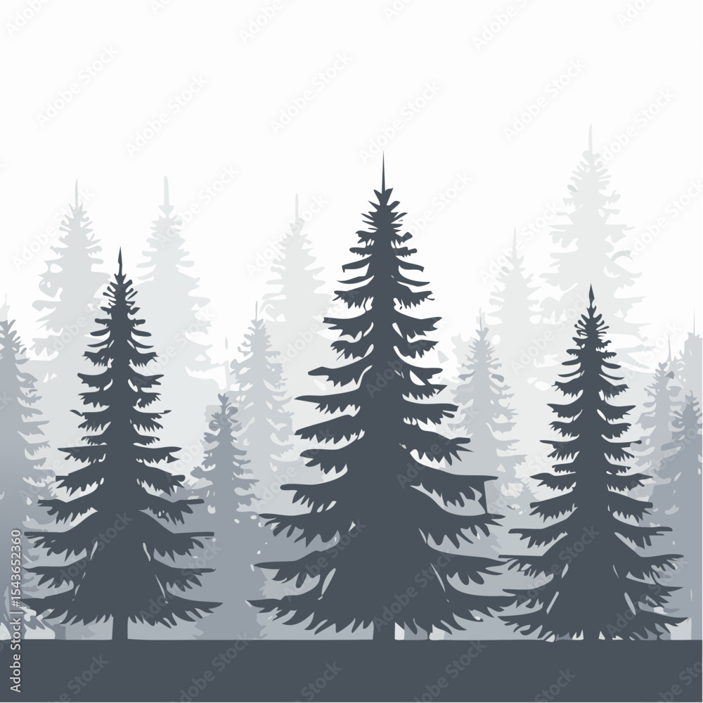 Obraz premium silhouettes of fir trees are set against a background of coniferous spruce pattern