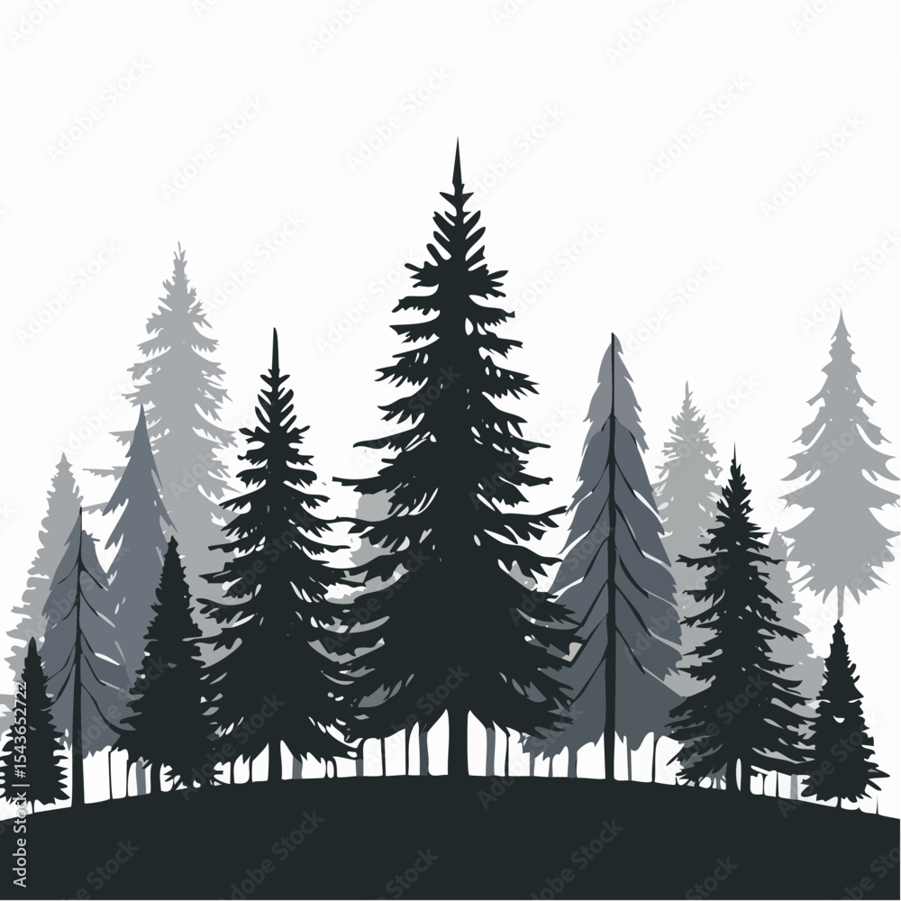 Obraz premium silhouettes of fir trees are set against a background of coniferous spruce pattern