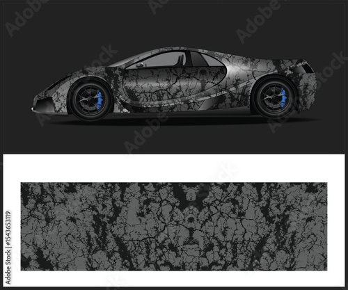 Dark Grey Cracked Texture Sports Car Design