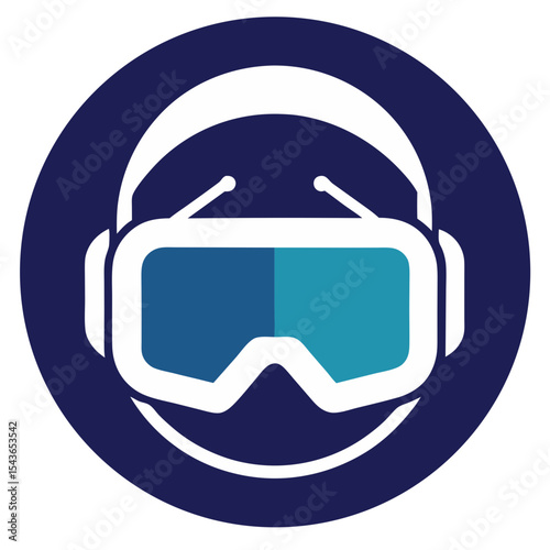 Abstract icon of a person wearing ski goggles