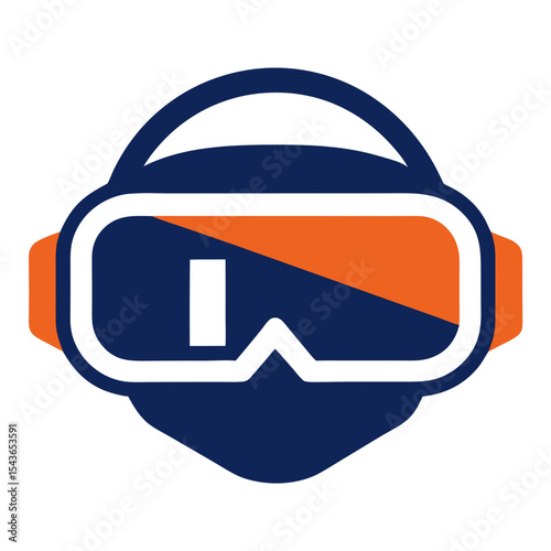 Abstract icon of a person wearing ski goggles