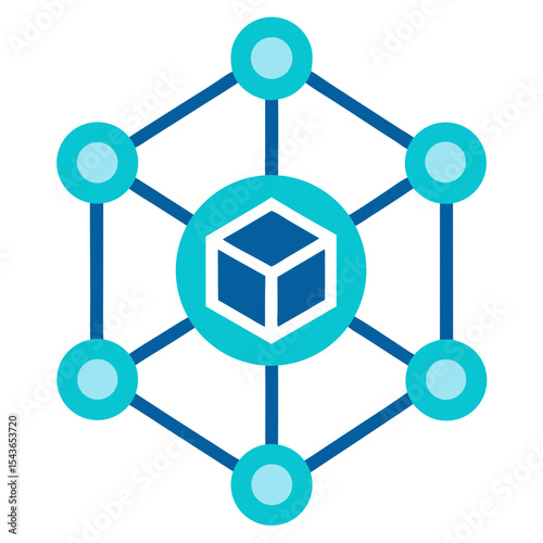Abstract network cube data visualization graphic