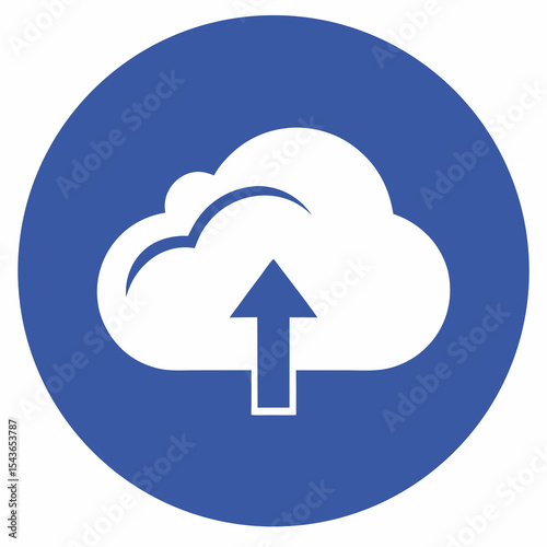 Cloud upload icon blue circle background
