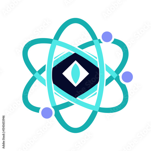 Abstract atom symbol with eye design element