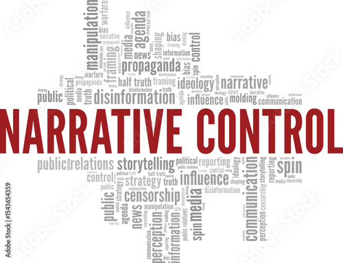 Narrative Control word cloud conceptual design isolated on white background.