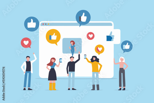 Social Media Engagement People Interacting with Online Content and Giving Likes and Hearts