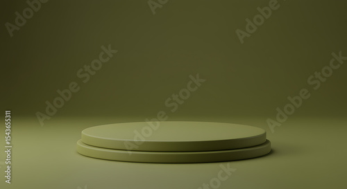 Olive green product display podium stage for product showcasing or presentation purposes