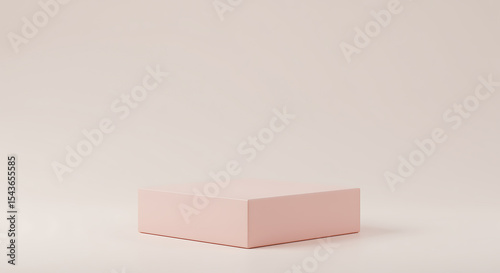 Pink geometric platform product display for presentation or advertising with copy space