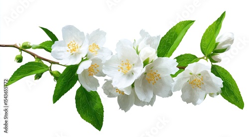Delicate jasmine branch with blossoms