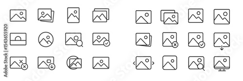 Collection of various image icon designs used for representing photos and graphics on digital platforms