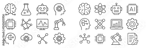Illustrations showcasing artificial intelligence, technology, and robotics concepts in a modern style