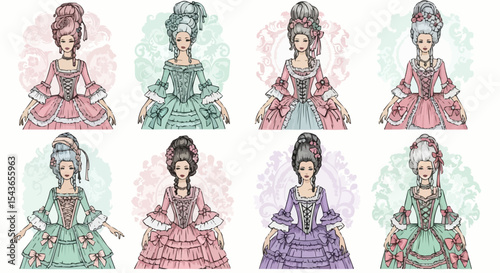 Vintage Chinese lady doll in a traditional dress illustration