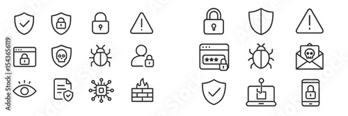 Collection of security icons showcasing various aspects of online protection and safety measures