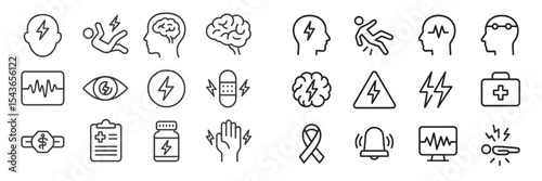 Collection of health and wellness icons representing various medical concepts and diagnoses in a clean layout