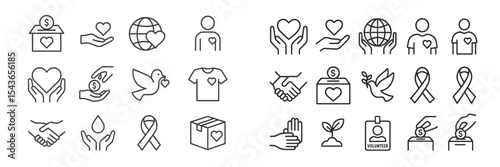 Symbols of charity and community engagement promoting compassion and kindness during various volunteer activities