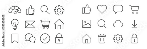 Collection of various simple icons representing common activities and functions in modern digital applications and interfaces