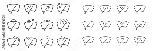 Various hand-drawn symbols illustrating different actions related to weather and environments