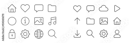 Collection of minimalist icons representing various digital functions and concepts in a user-friendly design environment