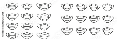 Collection of various mask designs showing different styles and patterns arranged in neat rows for easy comparison and analysis
