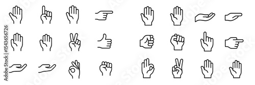 Various hand gestures displayed in a minimalist style on a light background for communication and expression