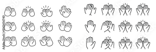 Different hand gestures displayed in a layout representing various expressions of applause and celebration