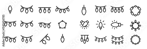 Collection of decorative light designs for festive occasions and celebrations with various styles and arrangements