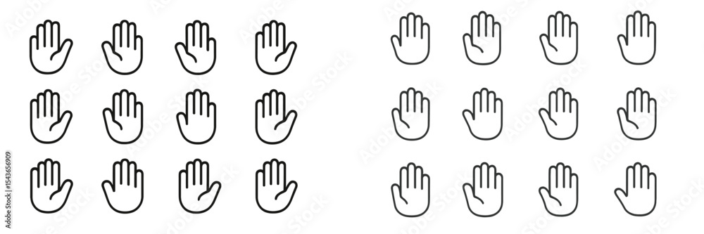 Fototapeta premium Pattern of hand illustrations displayed in two distinct styles on a simple background