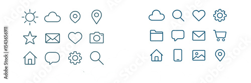 Set of minimalist icons representing various concepts in a modern and elegant style