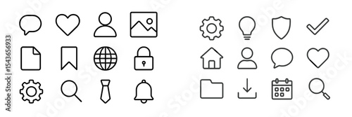 Collection of simple line icons representing various activities and concepts suitable for digital design projects