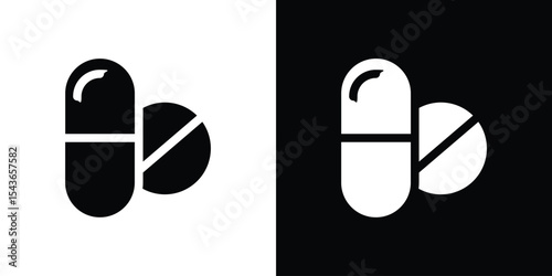 Medicine of pills and capsules icon collection. line stroke icon. EPS 10