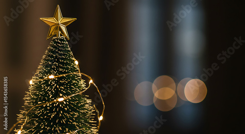 christmas tree, lights, star, bokeh, warm, cozy, holiday, winter, festive, decorative, sparkles, glowing, elegant, magical
