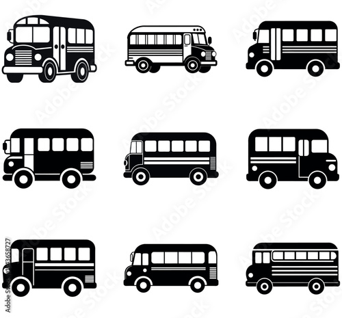 School Bus Silhouettes and Stencils