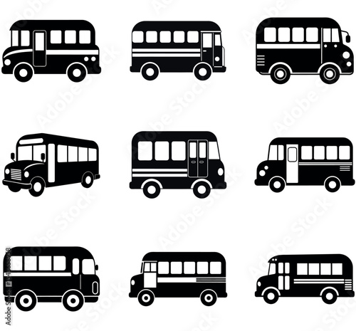 School Bus Silhouettes and Stencils