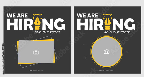We are hiring job vacancy social media post banner design template with red color. We are hiring job vacancy square web banner design. Employee vacancy announcement. Illustration isolated
